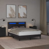 Ramka łóżka z paskami LED Szary 160 x 200 cm Ekoskóra
