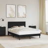 Ramka łóżka z paskami LED Czarny 160 x 200 cm Ekoskóra
