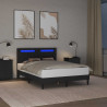 Ramka łóżka z paskami LED Czarny 160 x 200 cm Ekoskóra