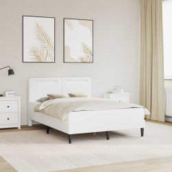 Ramka łóżka z paskami LED Biały 160 x 200 cm Ekoskóra