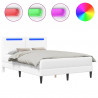Ramka łóżka z paskami LED Biały 160 x 200 cm Ekoskóra