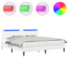 Ramka łóżka z paskami LED Biały 200 x 200 cm Ekoskóra