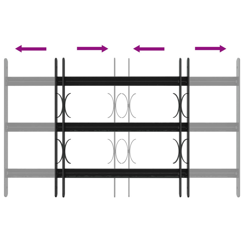 Krata zabezpieczająca do okien z 3 poprzeczkami 3 pcs 43-74 cm