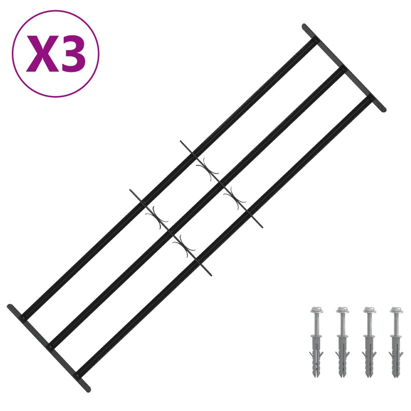 Krata zabezpieczająca do okien z 3 poprzeczkami 3 pcs 93-174 cm