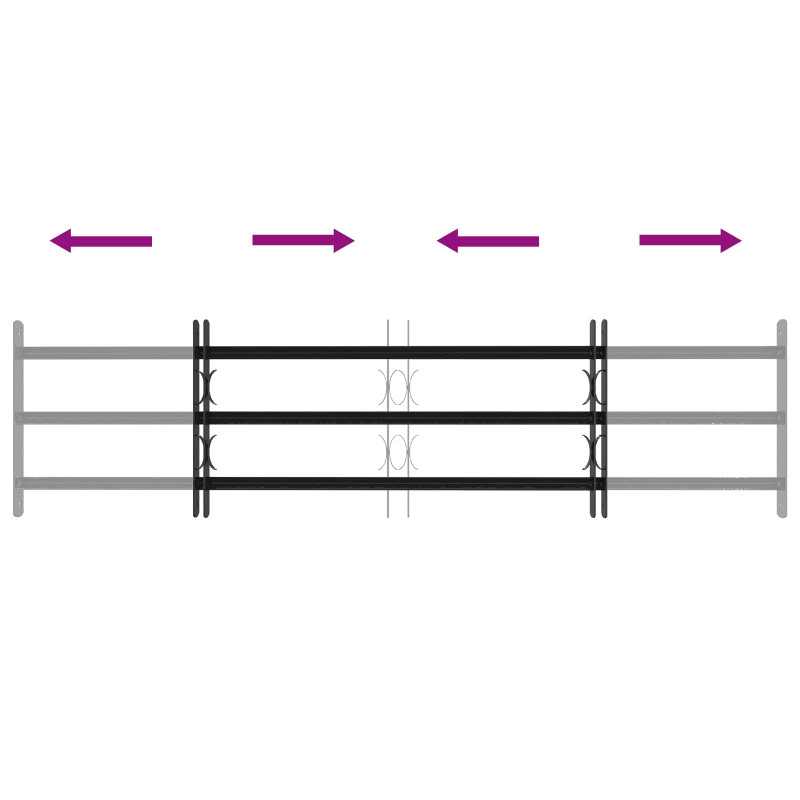 Krata zabezpieczająca do okien z 3 poprzeczkami 3 pcs 93-174 cm