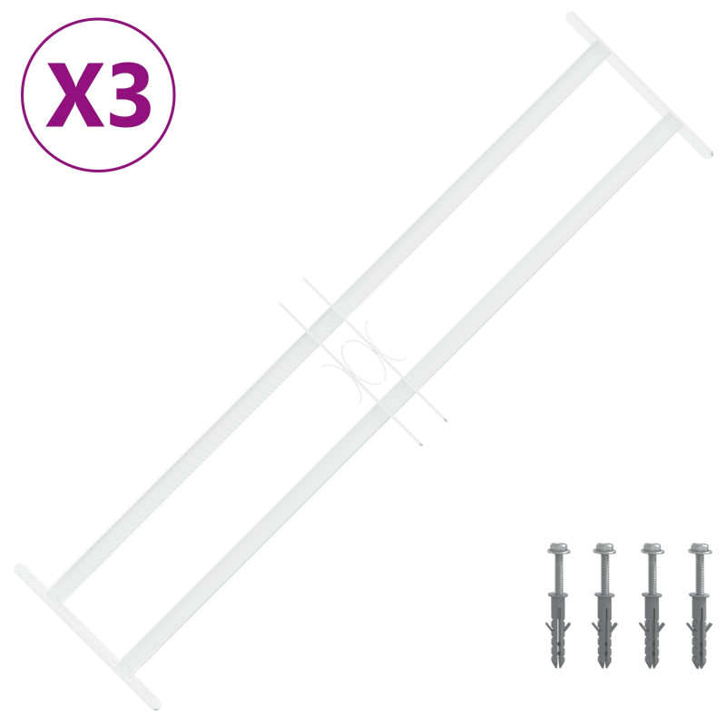 Krata bezpieczeństwa do okien z 2 poprzeczkami 3 pcs 63-114 cm