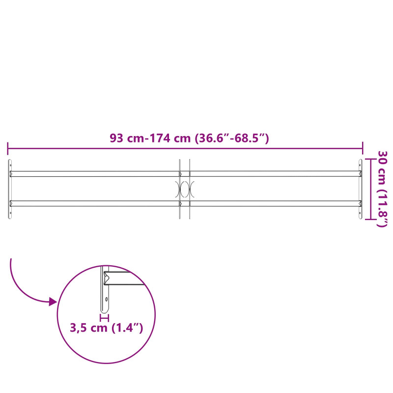 Krata bezpieczeństwa do okien z 2 poprzeczkami 3 pcs 93-174 cm