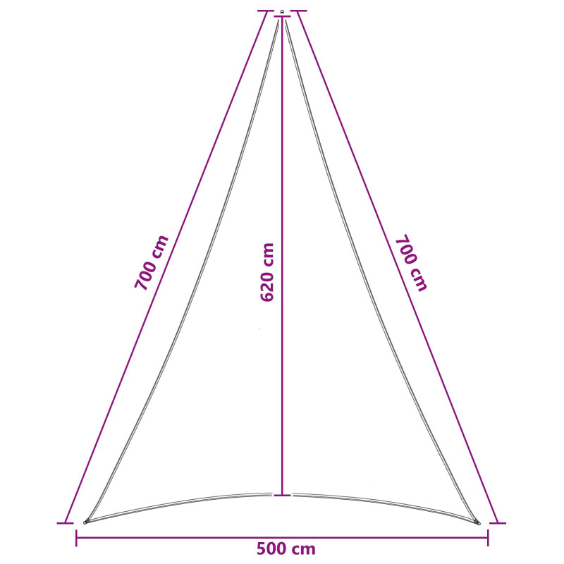 Żagiel przeciwsłoneczny 5 x 7 x 7 m HDPE
