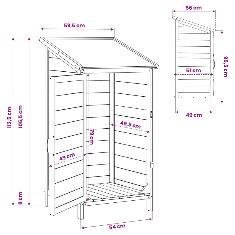 Shed ogrodowy Szary 59 x 56 x 113,5 cm Drewno inżynieryjne
