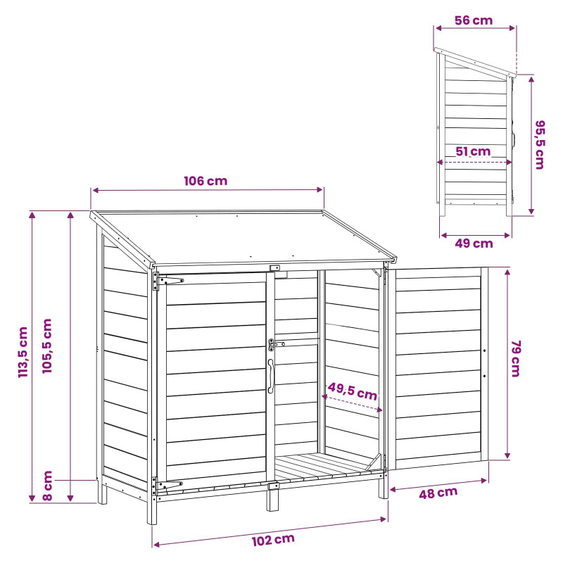 Shed ogrodowy brązowy 106,5 x 56 x 113,5 cm Drewno inżynieryjne