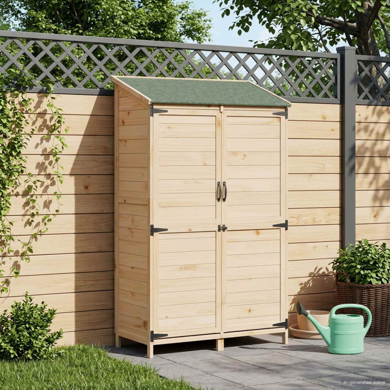 Shed ogrodowy naturalny 106,5 x 56 x 176 cm Drewno inżynieryjne