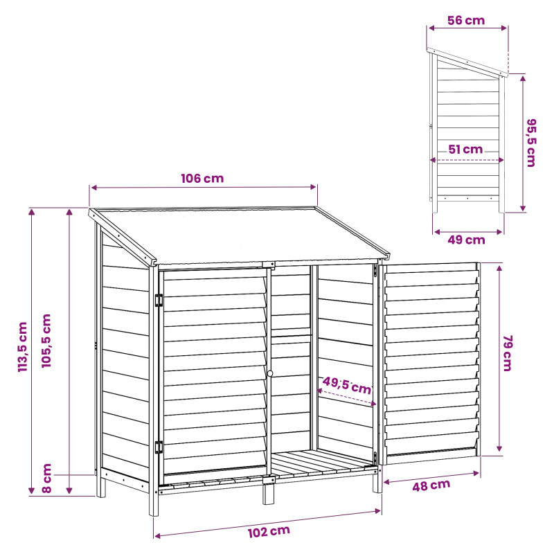 Shed ogrodowy brązowy 106 x 56 x 113,5 cm Drewno Świerkowe