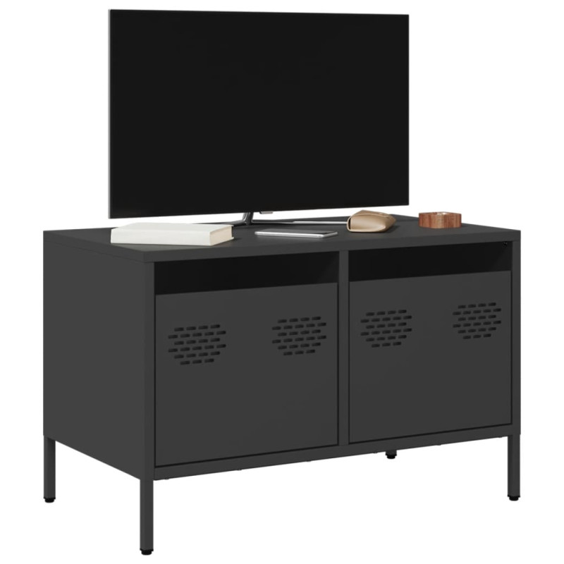Szafka RTV, czarna, 68x39x43,5 cm, stal walcowana na zimno