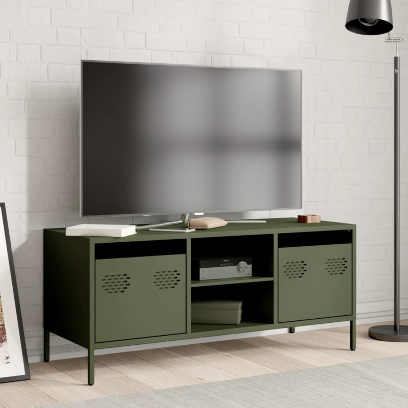 Szafka RTV, oliwkowa, 101,5x39x43,5 cm, stal walcowana na zimno