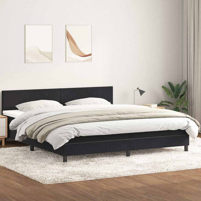 Łóżko typu Box Spring z materacem Czarny 200x220 cm Aksamit