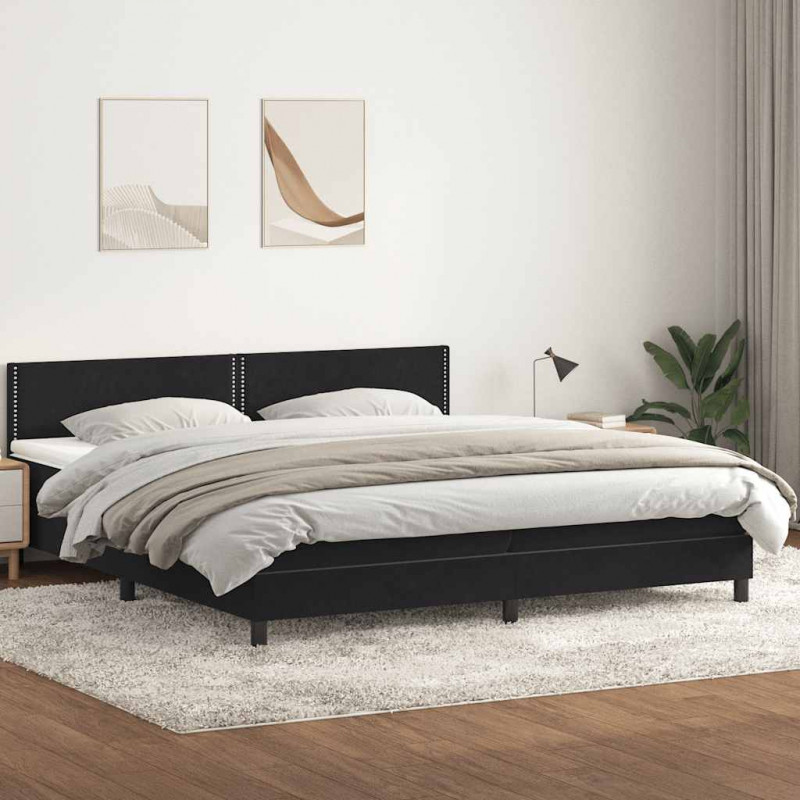 Łóżko typu Box Spring z materacem Czarny 200x220 cm Aksamit