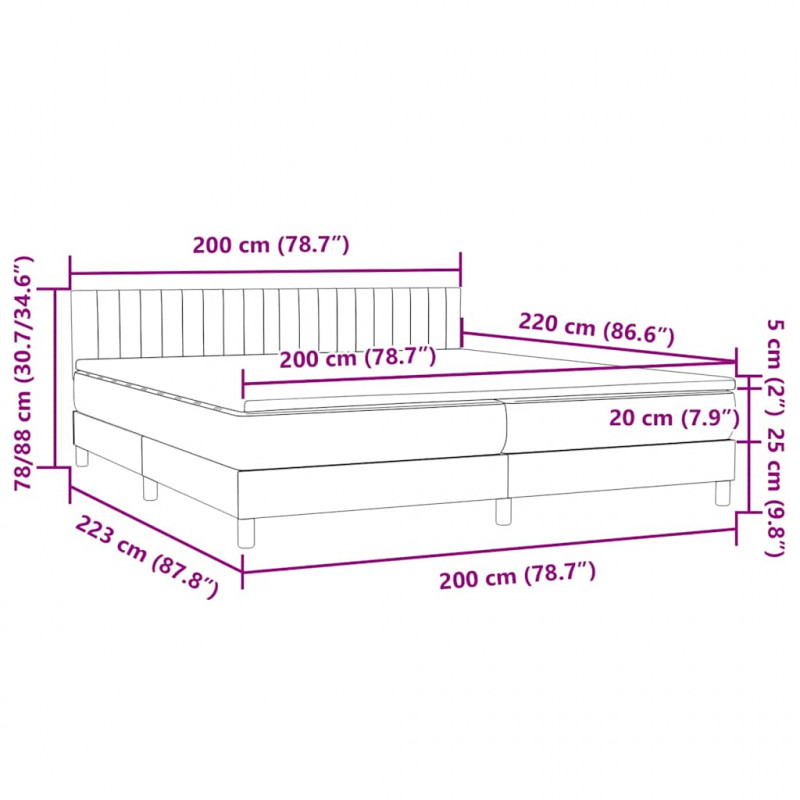 Łóżko typu Box Spring z materacem Czarny 200x220 cm Aksamit