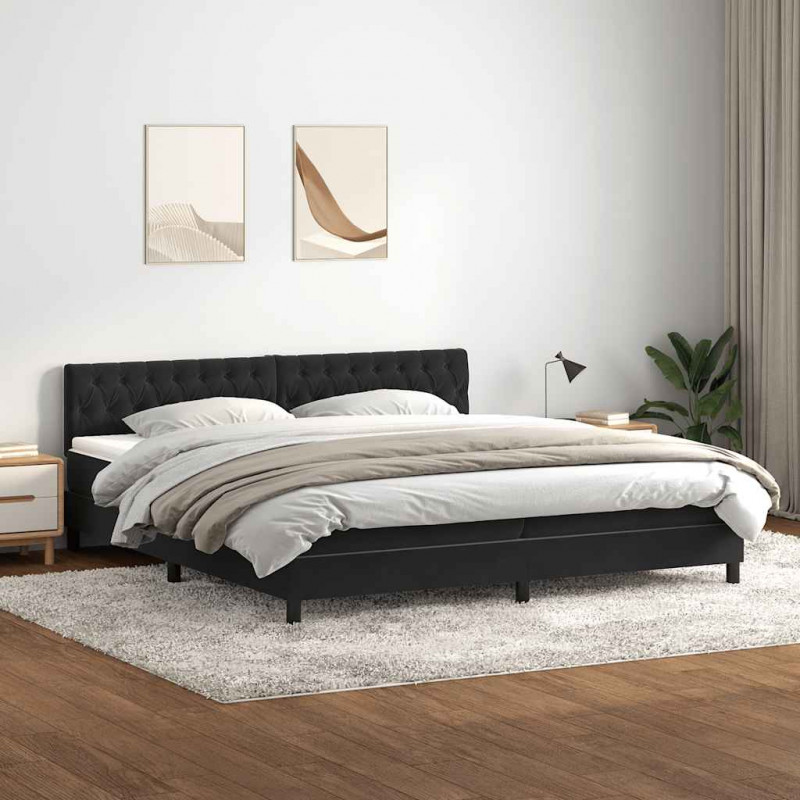 Łóżko typu Box Spring z materacem Czarny 200x220 cm Aksamit