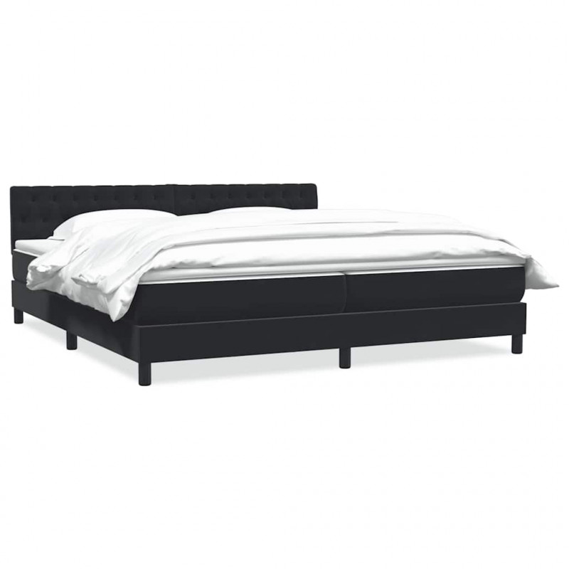Łóżko typu Box Spring z materacem Czarny 200x220 cm Aksamit