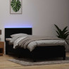 Łóżko kontynentalne z materacem i LED, czarne, 100x220 cm, aksamit