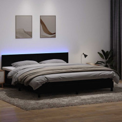 Łóżko kontynentalne z materacem i LED Czarny 200x220 cm Aksamit