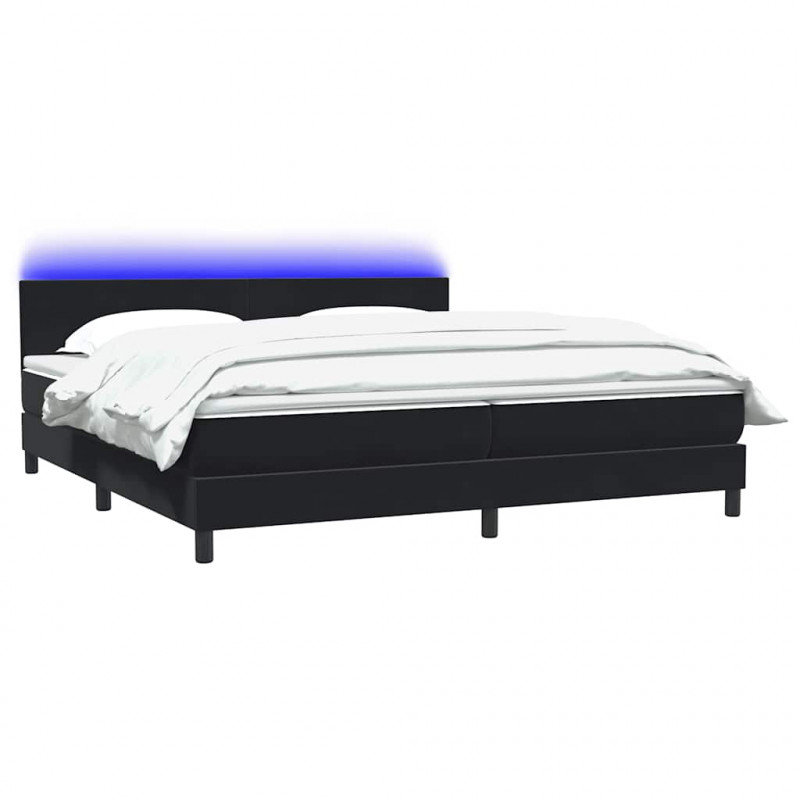 Łóżko kontynentalne z materacem i LED Czarny 200x220 cm Aksamit