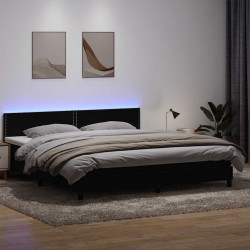 Łóżko kontynentalne z materacem i LED Czarny 200x220 cm Aksamit