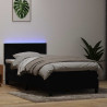 Łóżko kontynentalne z materacem i LED, czarne, 100x220 cm, aksamit