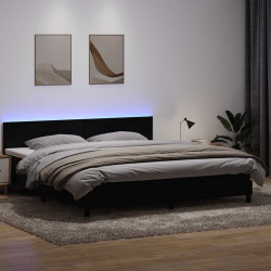 Łóżko kontynentalne z materacem i LED Czarny 200x220 cm Aksamit