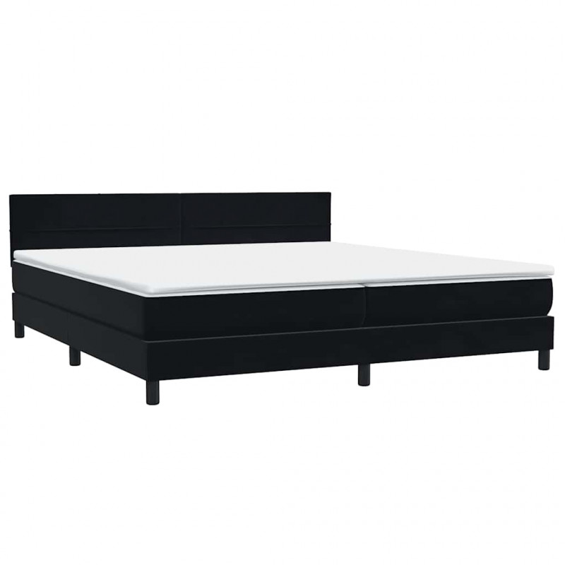 Łóżko kontynentalne z materacem i LED Czarny 200x220 cm Aksamit