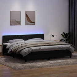 Łóżko kontynentalne z materacem i LED Czarny 200x220 cm Aksamit