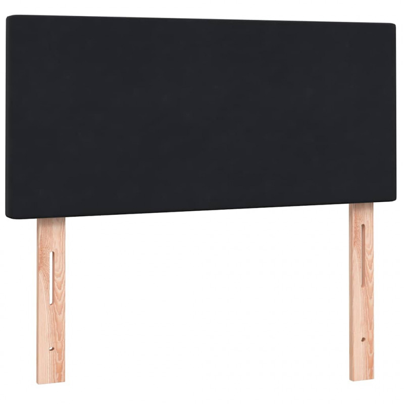Łóżko kontynentalne z materacem, czarne, 100x220 cm, aksamit