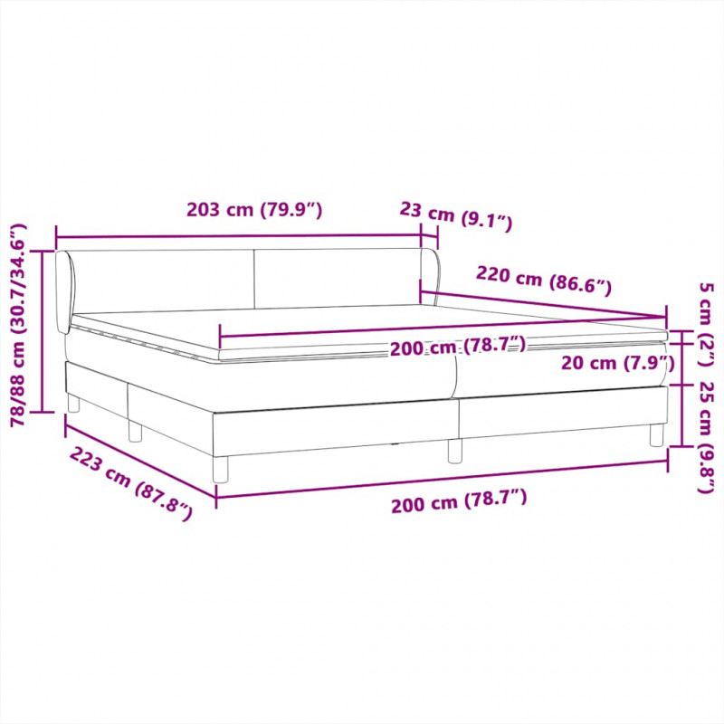 Łóżko typu Box Spring z materacami Czarny 200x220 cm Aksamit