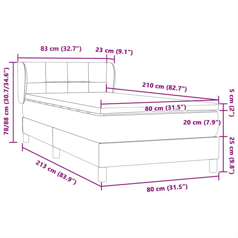 Łóżko kontynentalne z materacem ciemnozielony aksamit 80x210 cm