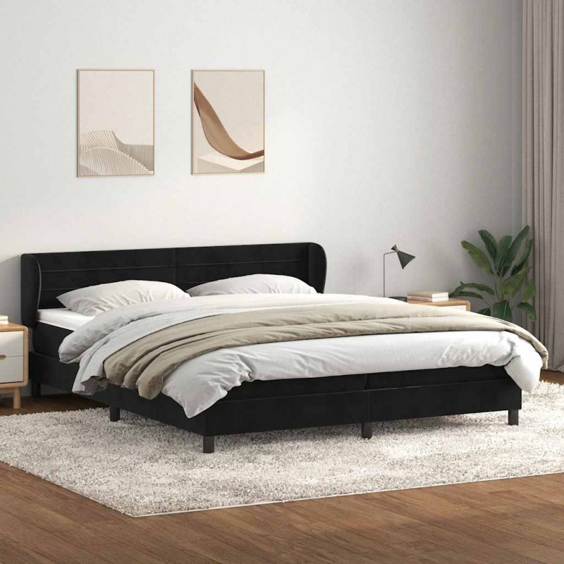 Łóżko typu Box Spring z materacami Czarny 200x220 cm Aksamit