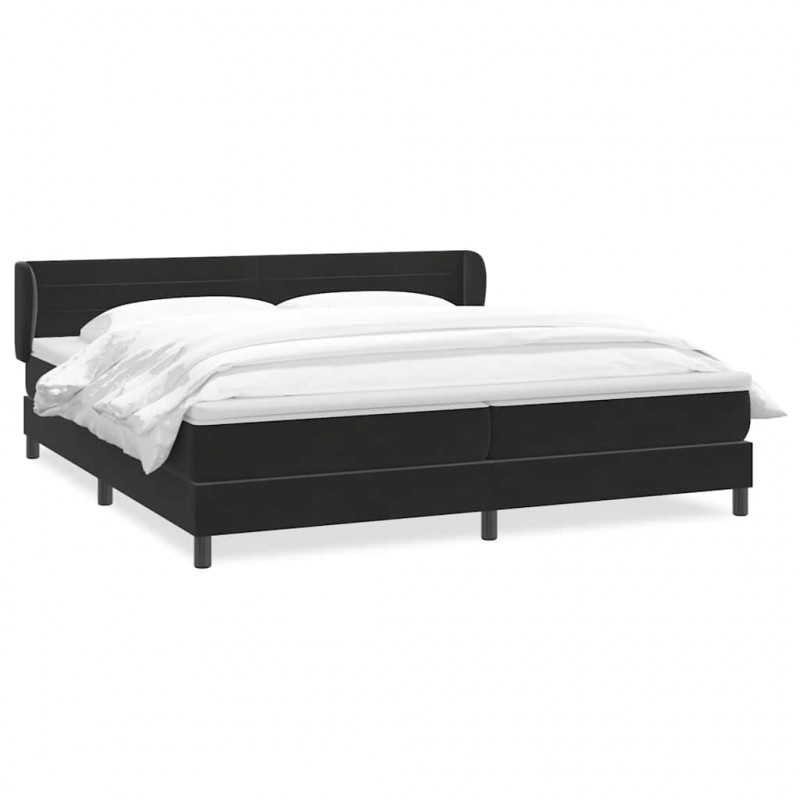 Łóżko typu Box Spring z materacami Czarny 200x220 cm Aksamit