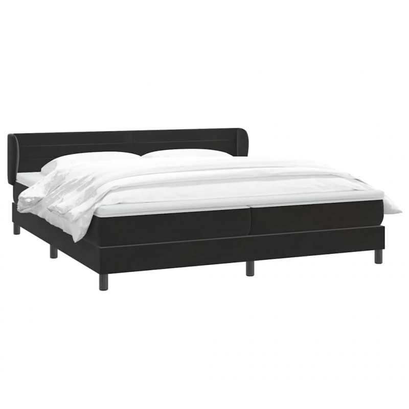 Łóżko typu Box Spring z materacami Czarny 200x220 cm Aksamit