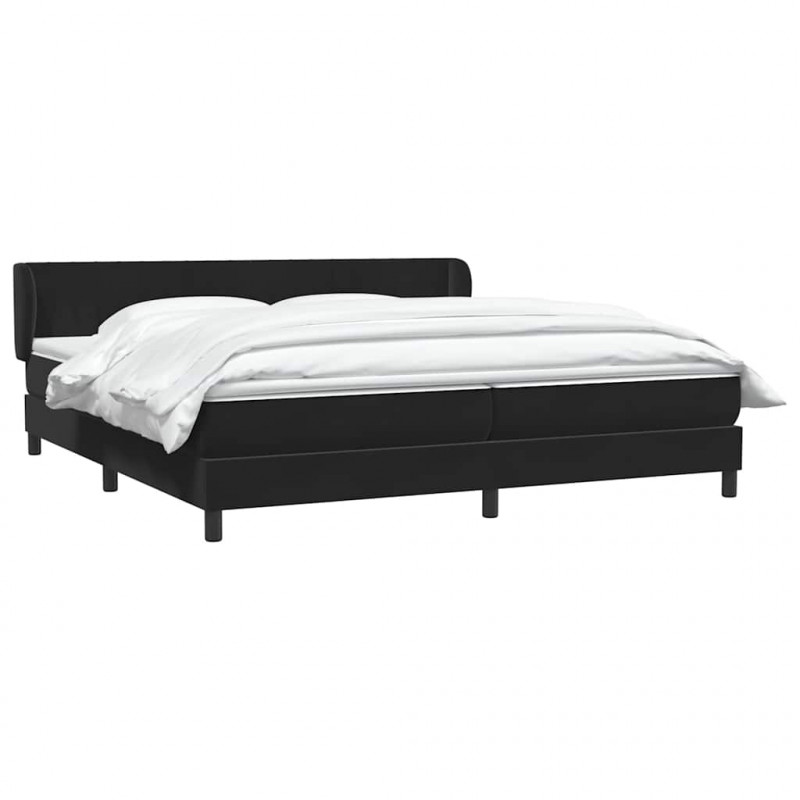 Łóżko typu Box Spring z materacami Czarny 200x220 cm Aksamit
