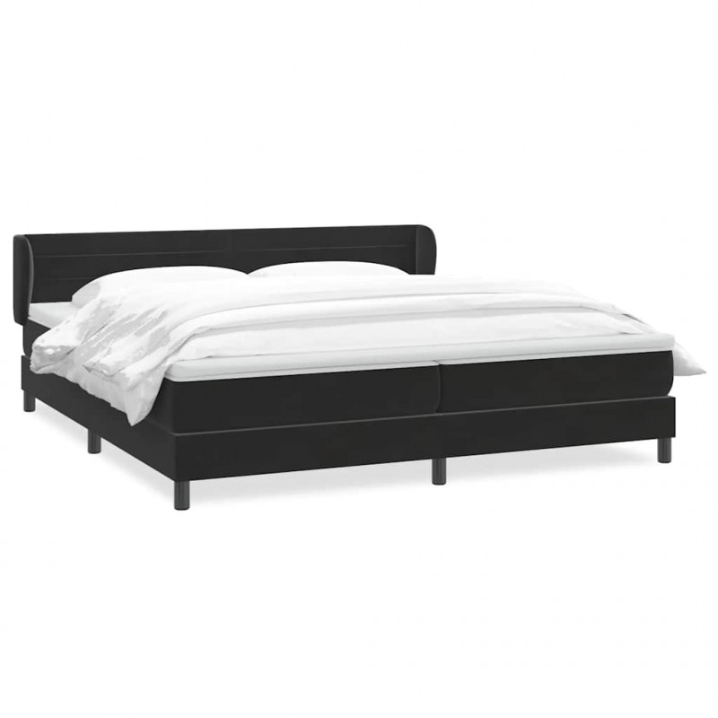 Łóżko typu Box Spring z materacami Czarny 200x220 cm Aksamit