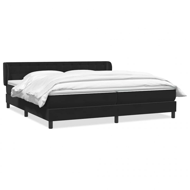 Łóżko typu Box Spring z materacami Czarny 200x220 cm Aksamit