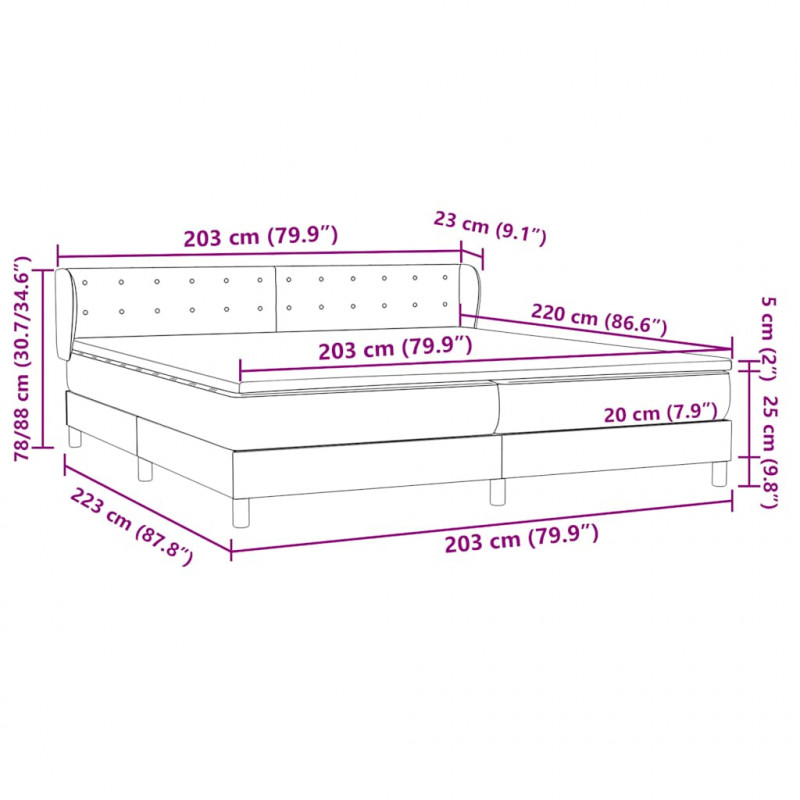 Łóżko typu Box Spring z materacami Czarny 200x220 cm Aksamit