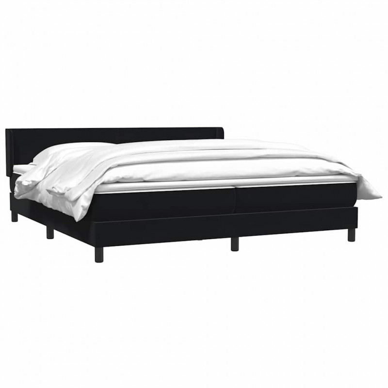 Łóżko typu Box Spring z materacem Czarny 200x220 cm Aksamit