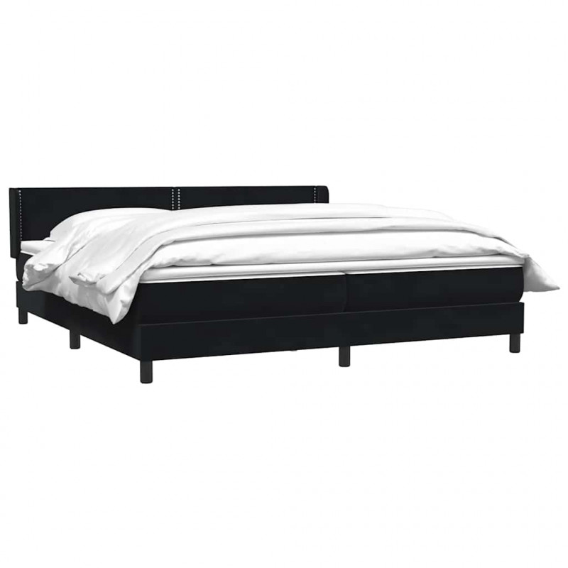 Łóżko typu Box Spring z materacem Czarny 200x220 cm Aksamit