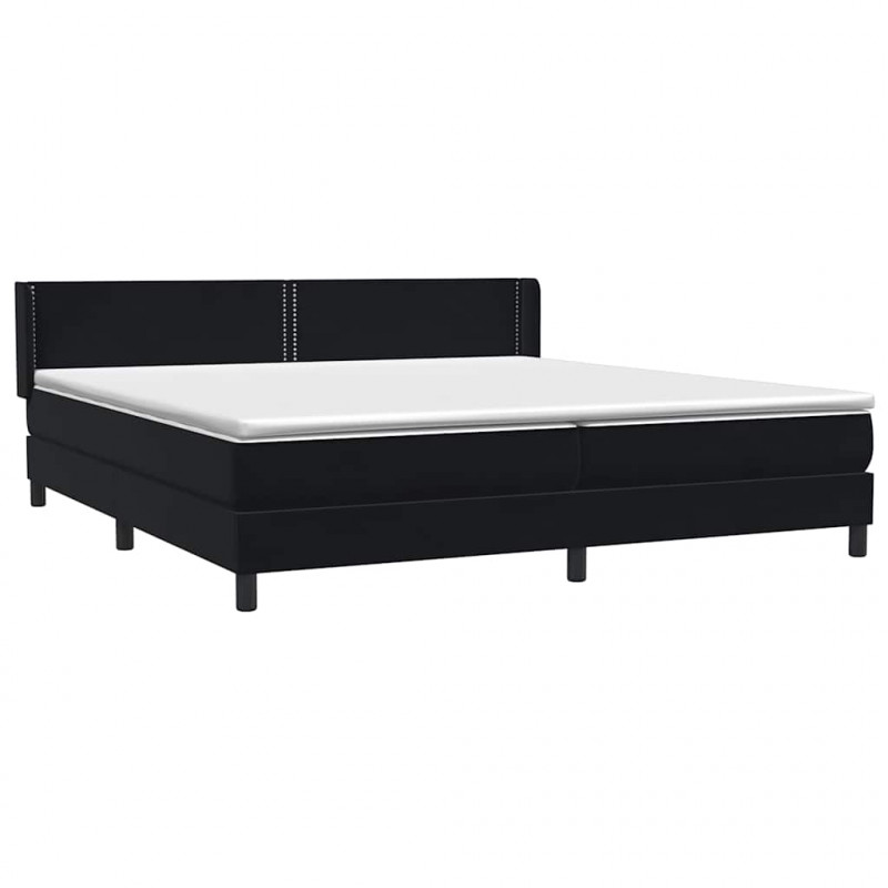 Łóżko typu Box Spring z materacem Czarny 200x220 cm Aksamit