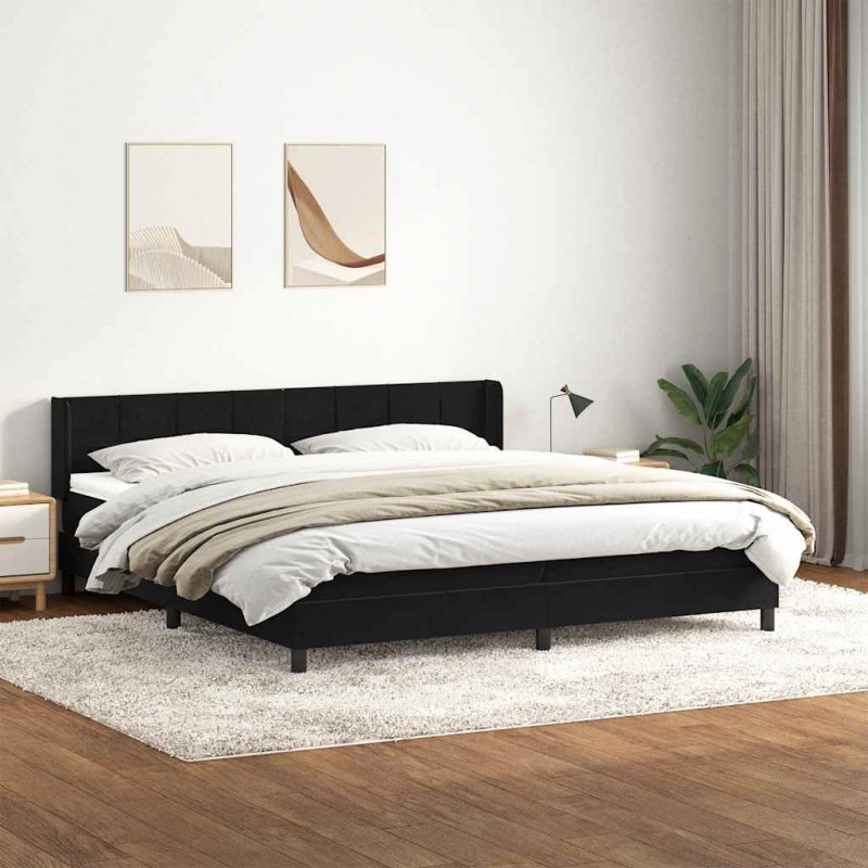 Łóżko typu Box Spring z materacem Czarny 200x220 cm Aksamit