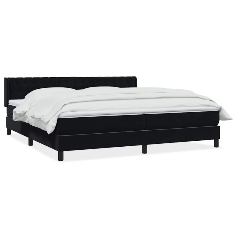 Łóżko typu Box Spring z materacem Czarny 200x220 cm Aksamit