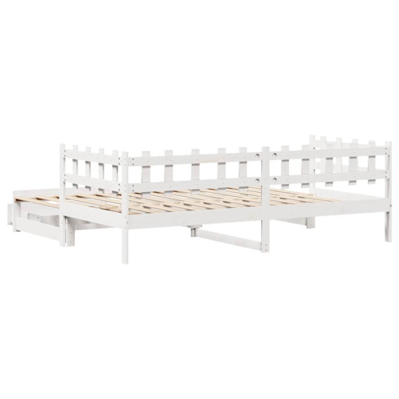 Sofa rozsuwana z szufladami, bez materaca, białe, 90x190 cm