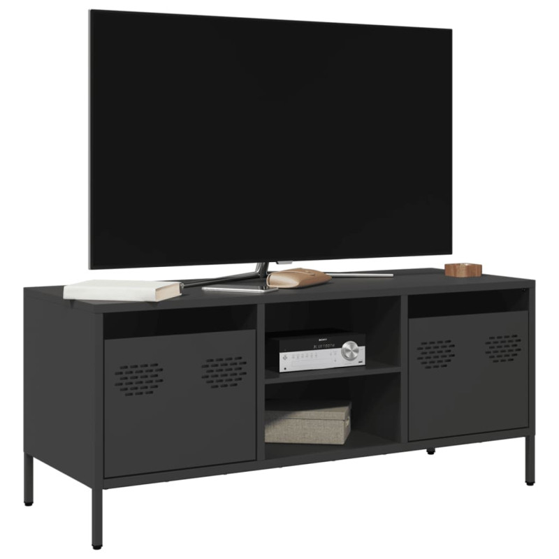 Szafka RTV, czarna, 101,5x39x43,5 cm, stal walcowana na zimno