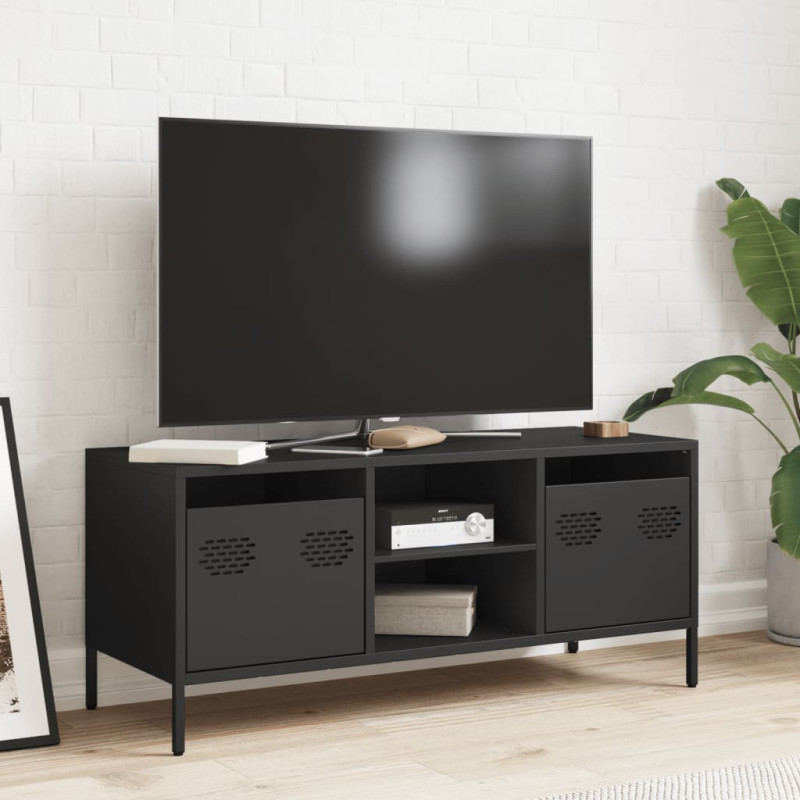 Szafka RTV, czarna, 101,5x39x43,5 cm, stal walcowana na zimno