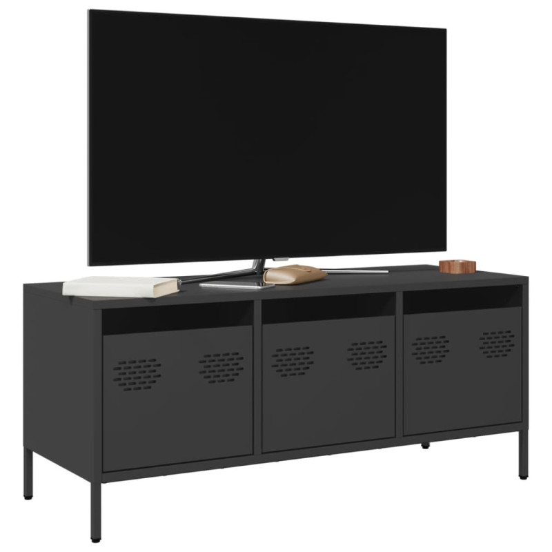 Szafka RTV, czarna, 101,5x39x43,5 cm, stal walcowana na zimno
